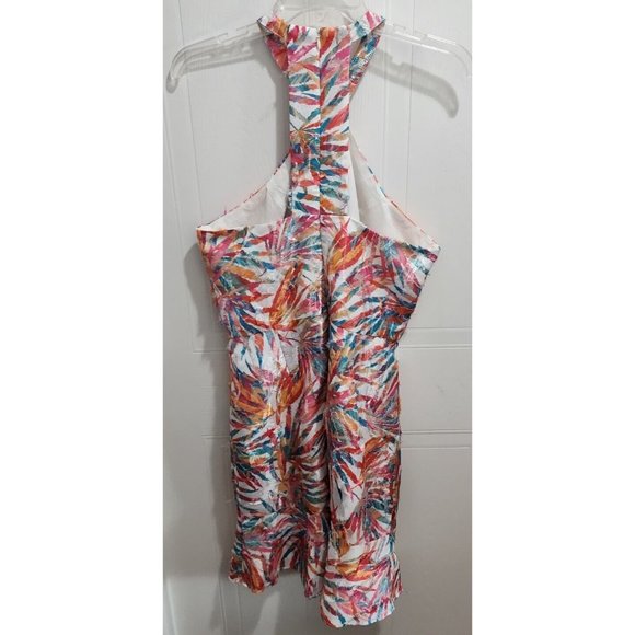Hutch Anthropologie Women's Maui Halter Dress Colorful Palm Leaf Feather Size 10 - Picture 8 of 13